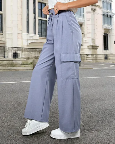 Royalfashion Ženske široke hlače z žepi