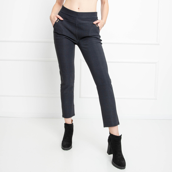 Royalfashion Granatowe tregginsy damskie w kratę PLUS SIZE