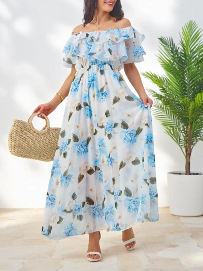 Royalfashion Ženska obleka brez naramnic s kratkimi rokavi v različnih cvetličnih vzorcih