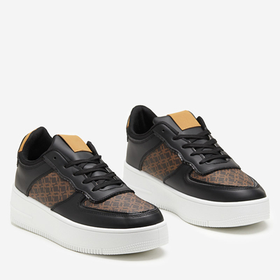 Royalfashion Czarne damskie buty sportowe z printem Glou