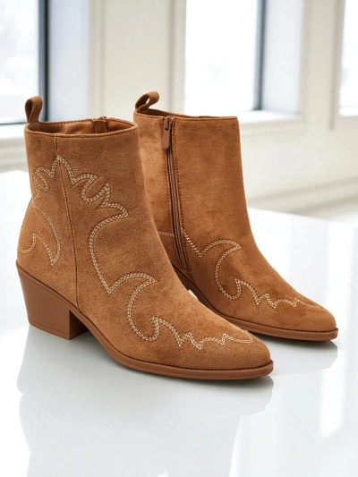 Ženski gležnarji kavbojski stil Velvet Ash – s peto