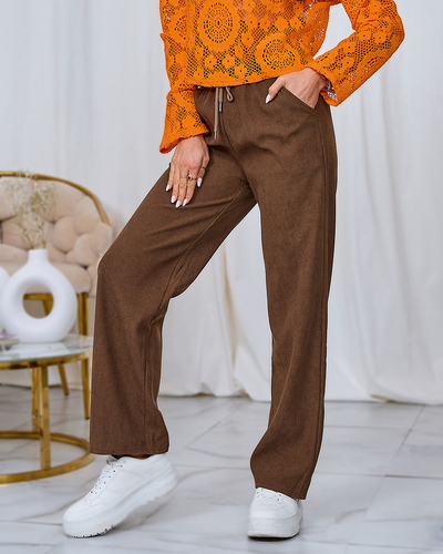 Royalfashion Rjave ženske hlače iz manšete