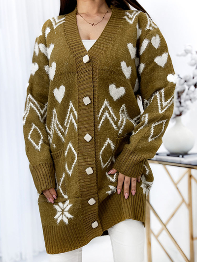 Royalfashion Ženski pulover z vzorčasto gorčico