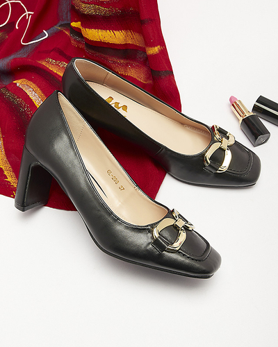 Royalfashion Czarne czółenka damskie na słupku Cancoro