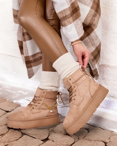 Royalfashion Ženski škornji Woruces z vezalkami