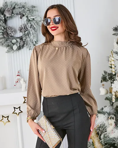 Royalfashion Ženska srajca z rhinestones