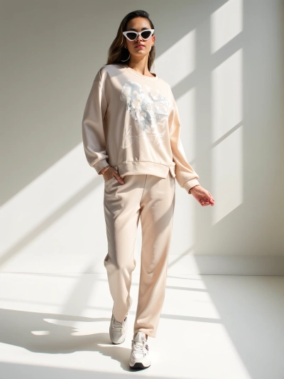 Royalfashion Ženski viskozni komplet s tiskom