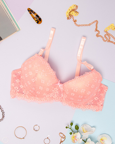 Royalfashion Biustonosz damski z koronką w kolorze różowym