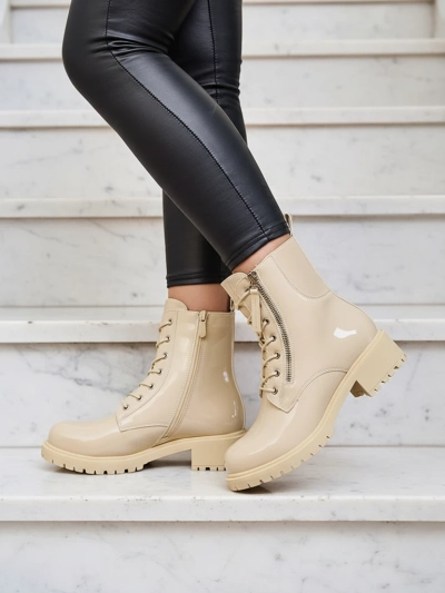 Royalfashion Ženski škornji Seddaga iz eko usnja bež barve