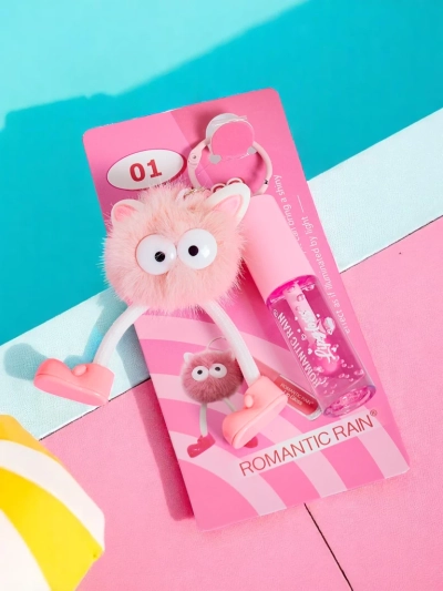 Lip gloss za otroke s kosmatim pošastkom Svetlo roza