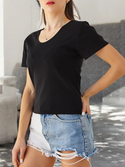 Royalfashion Ženska bombažna majica s čipko na hrbtu