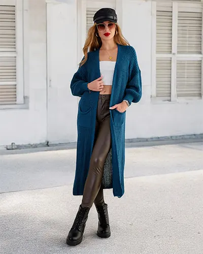 Royalfashion Ženski pleteni pulover s pregrinjalom