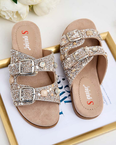 Royalfashion Ženske japonke z zaponkami in cirkoni Monnas