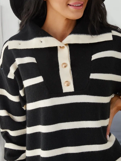 Royalfashion Ženska duga prugasta džemper haljina