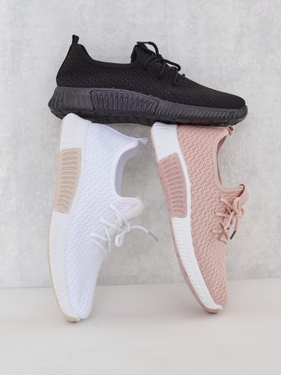 Royalfashion Różowe damskie materiałowe buty sportowe Vobbu