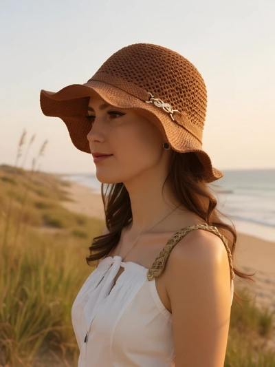 Royalfashion Ženski klobuk z valovitim robom Wave Breeze