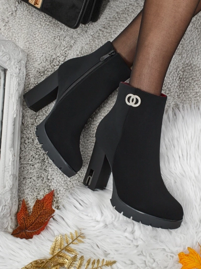 Gležnarji Stella Črni Elegantni s Peto