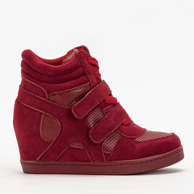 Royalfashion Sneakersy dziewczęce bordowe na krytym koturnie Janomi
