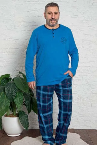 Royalfashion Moške bombažne vzorčaste pižame PLUS SIZE
