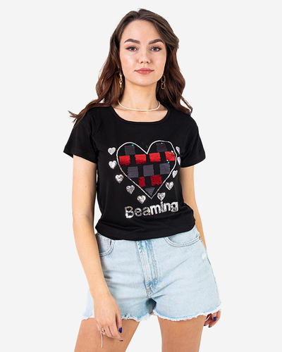 Royalfashion Czarny damski t-shirt z printem