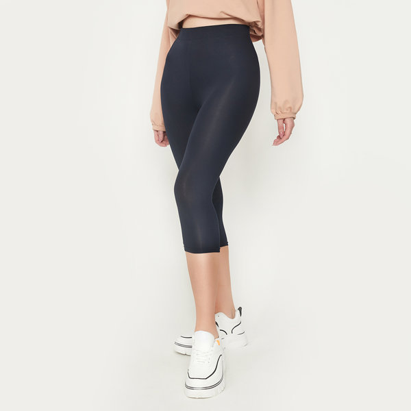 Royalfashion Damskie granatowe legginsy o długości 3/4