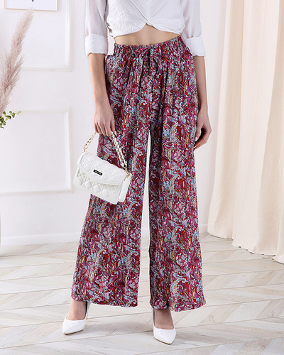 Royalfashion Wzorzyste szerokie spodnie damskie w kolorze czerwonym