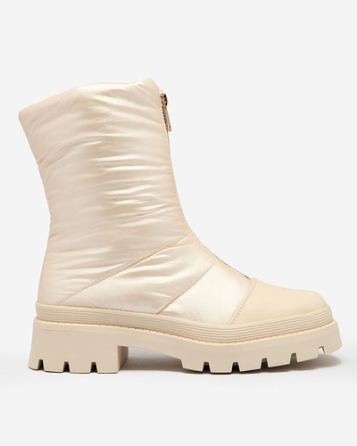 Royalfashion Ženski škornji Tainve Beige z ravnim podplatom