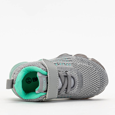 Royalfashion Sportowe buty dziecięce w kolorze szarym z miętowymi elementami Dons