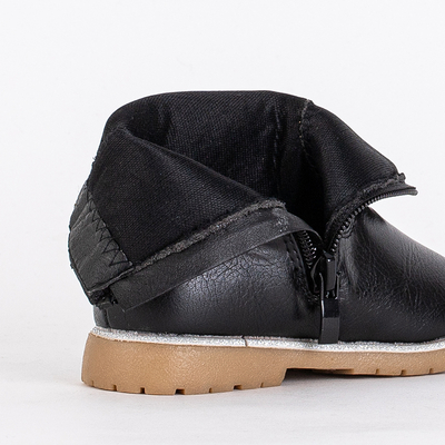 Royalfashion Czarne botki dziewczęce z ozdobną cholewką Nokimi