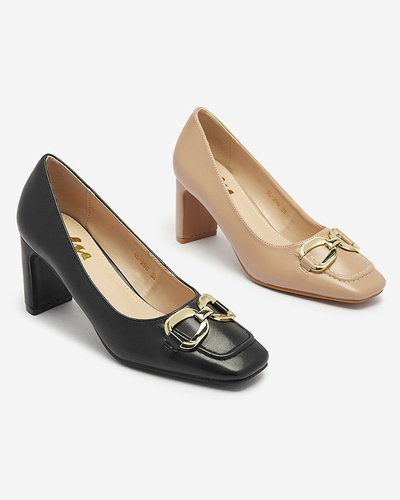 Royalfashion Czarne czółenka damskie na słupku Cancoro