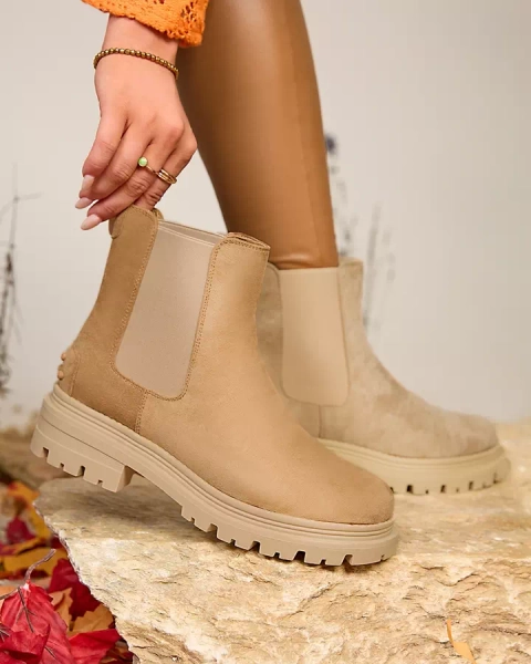 Royalfashion Ženski izolirani škornji v kamelji barvi Comfy Walk