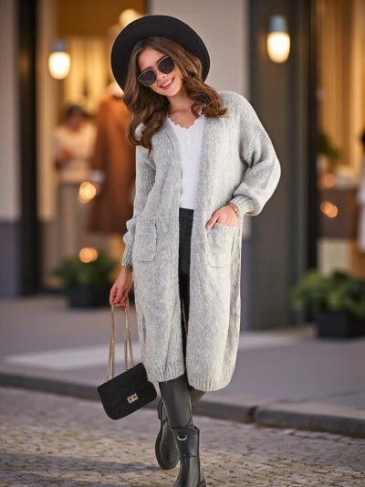 Royalfashion Pleteni ženski pončo džemper