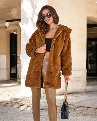 Royalfashion Ženski krznen plašč