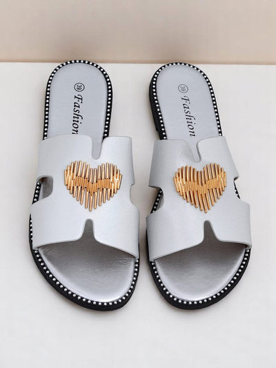 Royalfashion Ženske papuče s ravnim potplatom Heart Chic