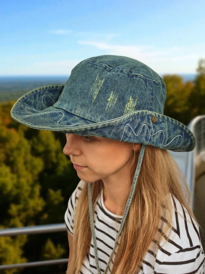Ženski klobuk Perseida – denim plažni klobuk iz poliestra