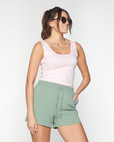Royalfashion Zielone damskie materiałowe krótkie spodenki PLUS SIZE