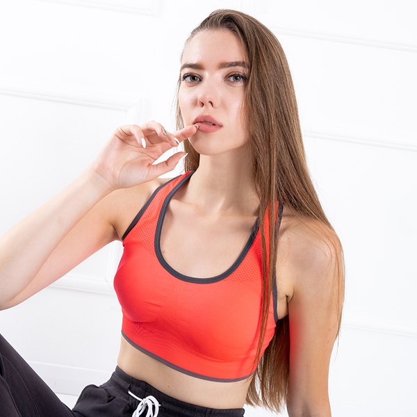 Royalfashion Czerwony damski sportowy biustonosz