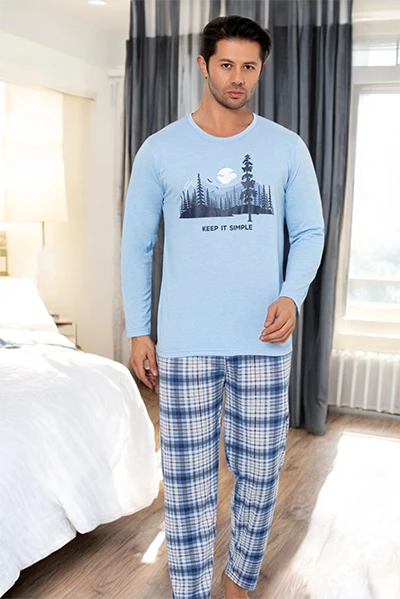 Royalfashion Moške bombažne karirane pižame