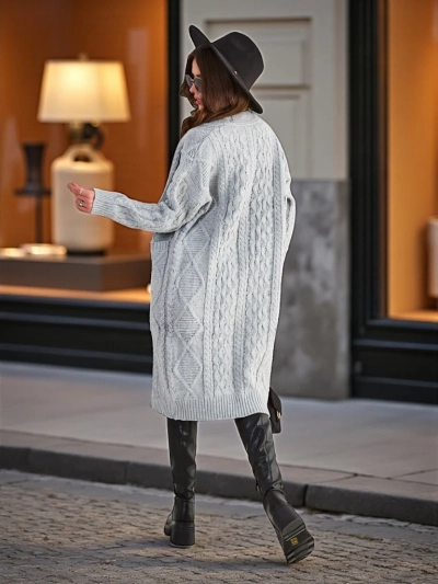 Royalfashion Ženski pleteni poncho džemper