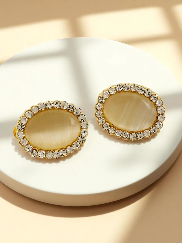 Royalfashion ženski uhani na sponko s kristalom in cirkoni