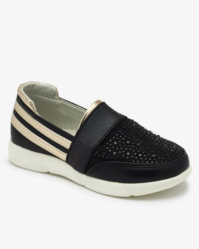 Royalfashion Czarne dziecięce tenisówki slip - on Ciarala