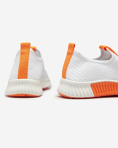 Royalfashion Białe damskie buty sportowe z pomarańzowymi wstawkami Kedeti