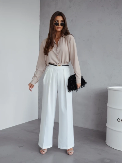 Royalfashion Široke ženske hlače z pregibom