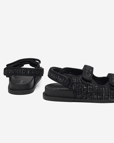 Royalfashion Czarne damskie tkaninowe sandały Desotty