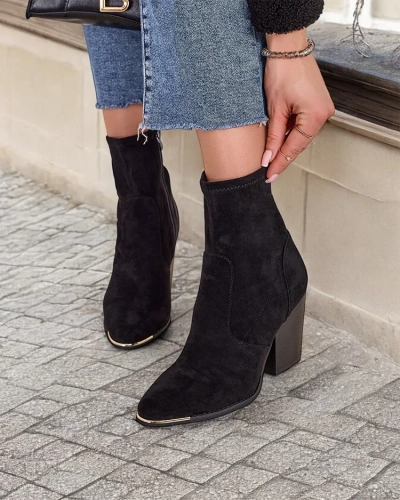 Royalfashion Ženske čizme od eko-suede na svestranoj peti Gris