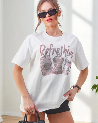 Royalfashion Ženska bombažna majica s potiskom iz rhinestones