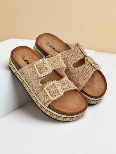 Royalfashion Ženske sandale z okrasnimi zaponkami iz kamenčkov GlamCork