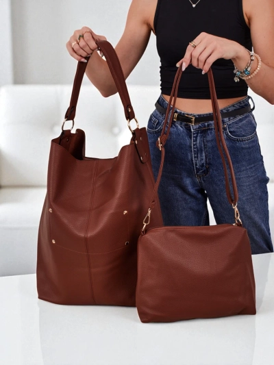 Aurelia Grande Camel - Velika torba A4 iz ekološkega usnja, pas, zadrga, stilski shopper