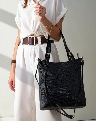 Royalfashion Ženska velika patentna torba z embosiranjem