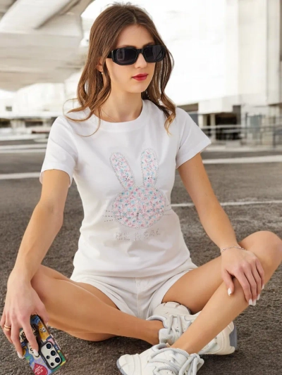 Royalfashion Ženska bombažna majica Zajec Pravi bodi